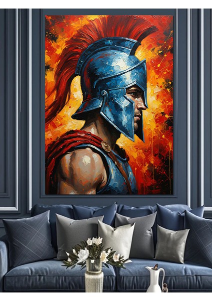 Savaşçı Kızıl Maske Portresi Dekoratif Kanvas - Mdf Ahşap Tablo fırsatları