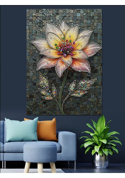 Pembe Çiçek Soyut Sanat Dekoratif Kanvas - Mdf Ahşap Tablo modelleri