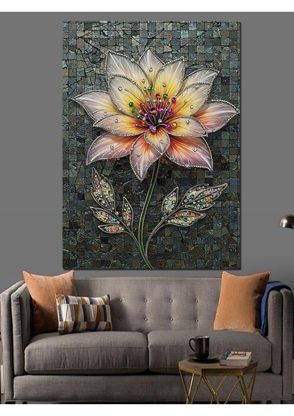 Pembe Çiçek Soyut Sanat Dekoratif Kanvas - Mdf Ahşap Tablo indirimleri