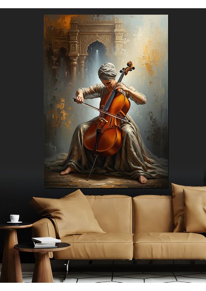 Violansel Çalan Kadın Müzisyen Dekoratif Kanvas - Mdf Ahşap Tablo fiyatları