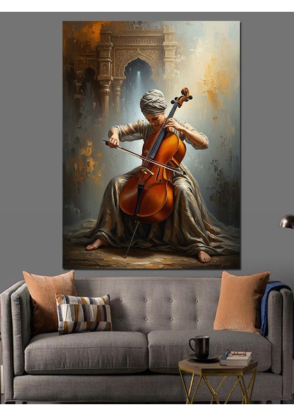 Violansel Çalan Kadın Müzisyen Dekoratif Kanvas - Mdf Ahşap Tablo modelleri