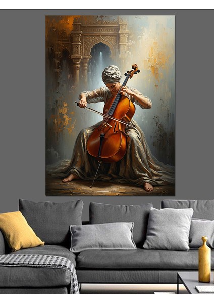 Violansel Çalan Kadın Müzisyen Dekoratif Kanvas - Mdf Ahşap Tablo fırsatları