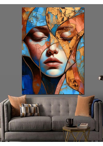 Soyut Yüz Maskeli Kadın Dekoratif Kanvas - Mdf Ahşap Tablo modelleri