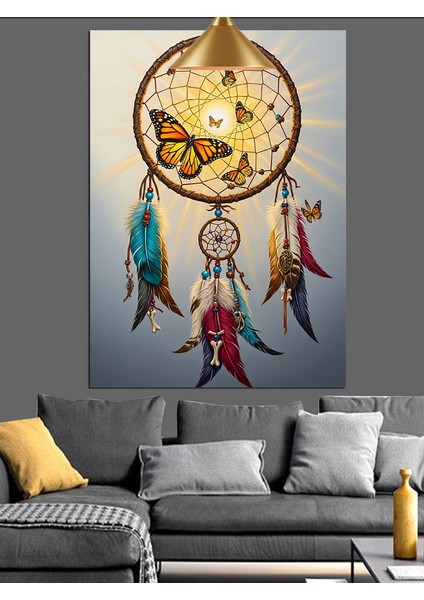 Düş Kapanı Tüy Kızılderili Kelebek Dekoratif Kanvas - Mdf Ahşap Tablo fiyatları