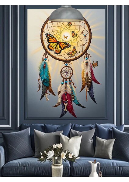 Düş Kapanı Tüy Kızılderili Kelebek Dekoratif Kanvas - Mdf Ahşap Tablo modelleri