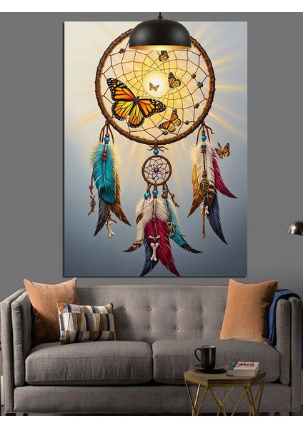Düş Kapanı Tüy Kızılderili Kelebek Dekoratif Kanvas - Mdf Ahşap Tablo fırsatları