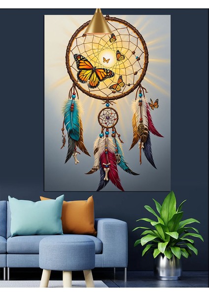 Düş Kapanı Tüy Kızılderili Kelebek Dekoratif Kanvas - Mdf Ahşap Tablo indirimleri