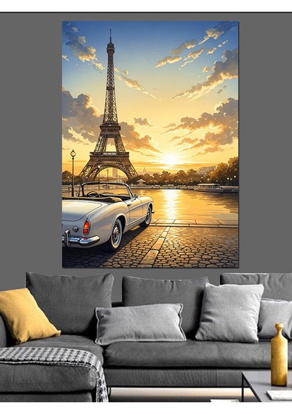Eyfel Kulesi Gün Batımı Dekoratif Kanvas - Mdf Ahşap Tablo fiyatları