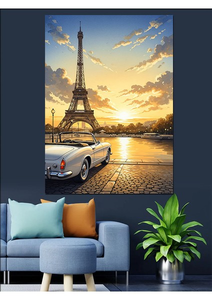 Eyfel Kulesi Gün Batımı Dekoratif Kanvas - Mdf Ahşap Tablo fırsatları