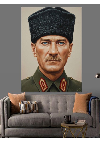 Şapkalı Atatürk Resmi Klasik Dekoratif Kanvas - Mdf Ahşap Tablo fiyatları