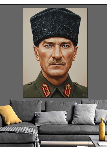 Şapkalı Atatürk Resmi Klasik Dekoratif Kanvas - Mdf Ahşap Tablo modelleri