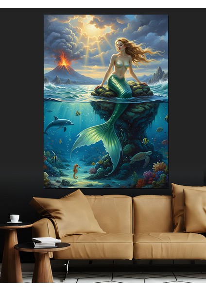 Deniz Altı ve Denizkızı Mitolojik Yaratık Dekoratif Kanvas - Mdf Ahşap Tablo fiyatları