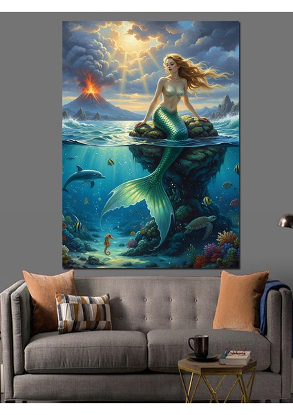 Deniz Altı ve Denizkızı Mitolojik Yaratık Dekoratif Kanvas - Mdf Ahşap Tablo modelleri