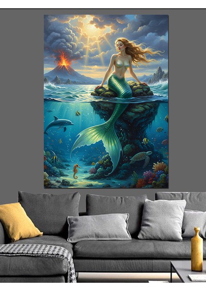 Deniz Altı ve Denizkızı Mitolojik Yaratık Dekoratif Kanvas - Mdf Ahşap Tablo fırsatları