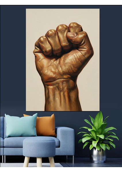 Siyah Güç Yumruk Işareti Dekoratif Kanvas - Mdf Ahşap Tablo fiyatları