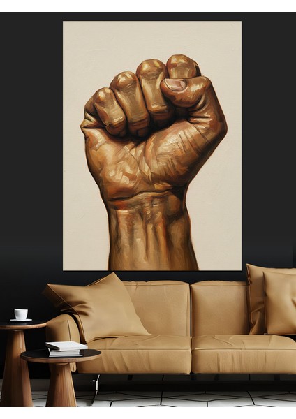 Siyah Güç Yumruk Işareti Dekoratif Kanvas - Mdf Ahşap Tablo modelleri