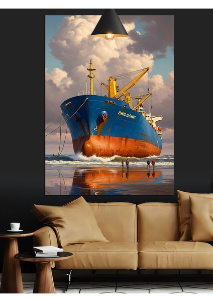 Denizde Yolculuk Eden Kargo Yük Gemisi Dekoratif Kanvas - Mdf Ahşap Tablo fırsatları