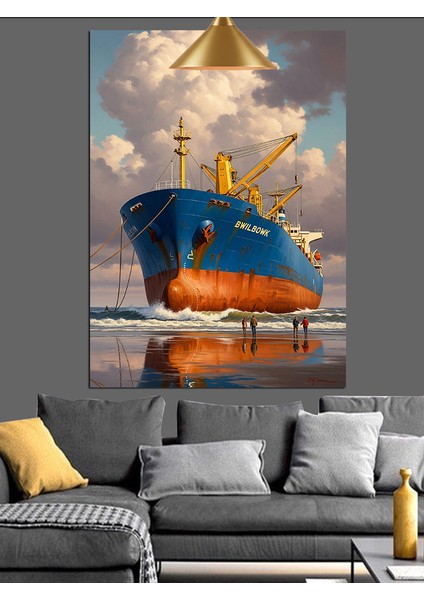 Denizde Yolculuk Eden Kargo Yük Gemisi Dekoratif Kanvas - Mdf Ahşap Tablo indirimleri