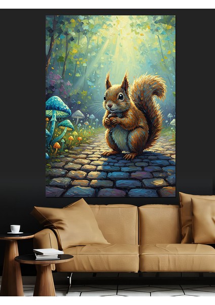 Sevimli Sincap Hayvan Portresi Dekoratif Kanvas - Mdf Ahşap Tablo fiyatları