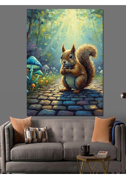 Sevimli Sincap Hayvan Portresi Dekoratif Kanvas - Mdf Ahşap Tablo modelleri