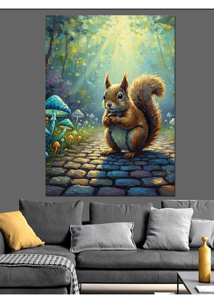 Sevimli Sincap Hayvan Portresi Dekoratif Kanvas - Mdf Ahşap Tablo fırsatları