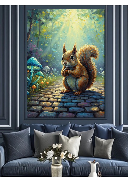 Sevimli Sincap Hayvan Portresi Dekoratif Kanvas - Mdf Ahşap Tablo indirimleri