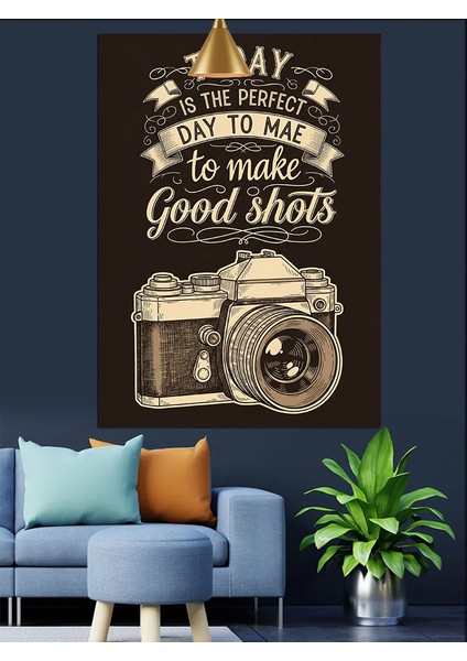 Fotoğraf Makinesi Kamera Retro Reklam Afişi Dekoratif Kanvas - Mdf Ahşap Tablo