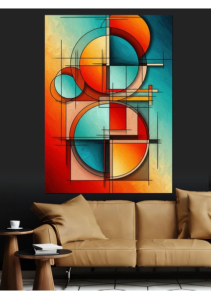 Soyut Geometrik Renk Blokları Dekoratif Kanvas - Mdf Ahşap Tablo fiyatları