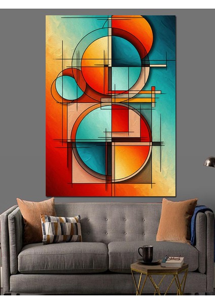 Soyut Geometrik Renk Blokları Dekoratif Kanvas - Mdf Ahşap Tablo modelleri