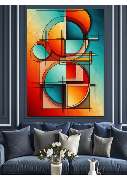Soyut Geometrik Renk Blokları Dekoratif Kanvas - Mdf Ahşap Tablo indirimleri