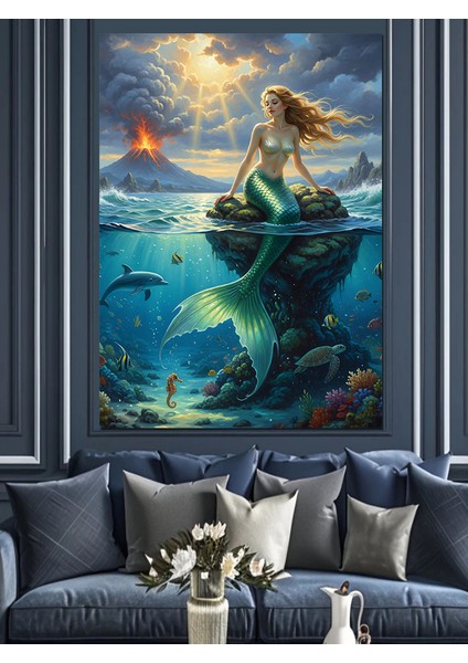 Deniz Altı ve Denizkızı Mitolojik Yaratık Dekoratif Kanvas - Mdf Ahşap Tablo indirimleri