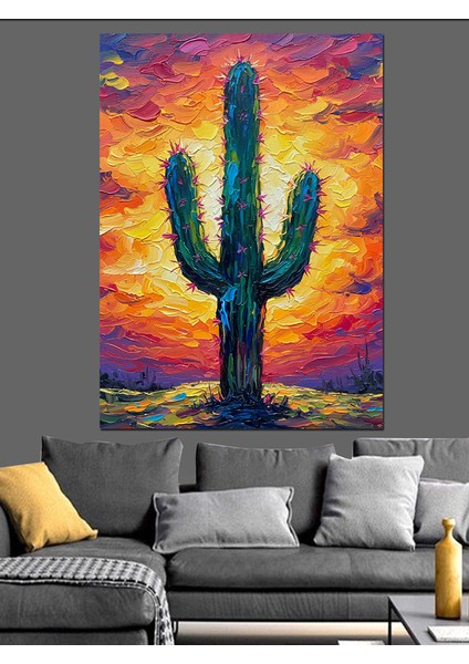 Kaktüs Soyut Boya Sanatı Dekoratif Kanvas - Mdf Ahşap Tablo fiyatları