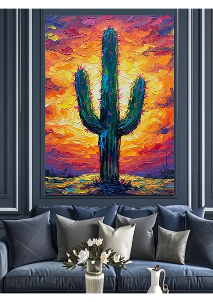 Kaktüs Soyut Boya Sanatı Dekoratif Kanvas - Mdf Ahşap Tablo modelleri