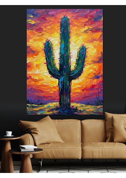 Kaktüs Soyut Boya Sanatı Dekoratif Kanvas - Mdf Ahşap Tablo indirimleri