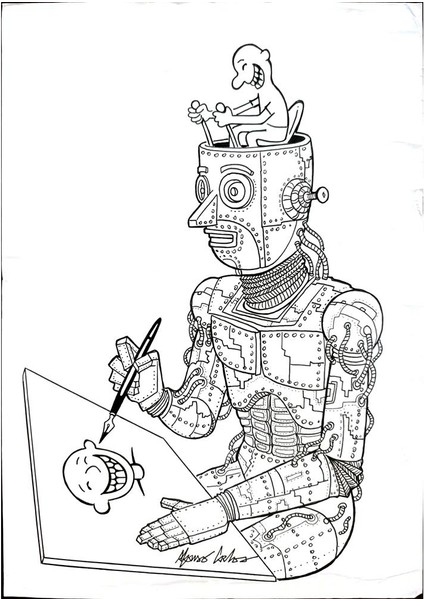 Afonso Carlos Fernandes 29X21CM Orijinal Karikatür Tablo modelleri