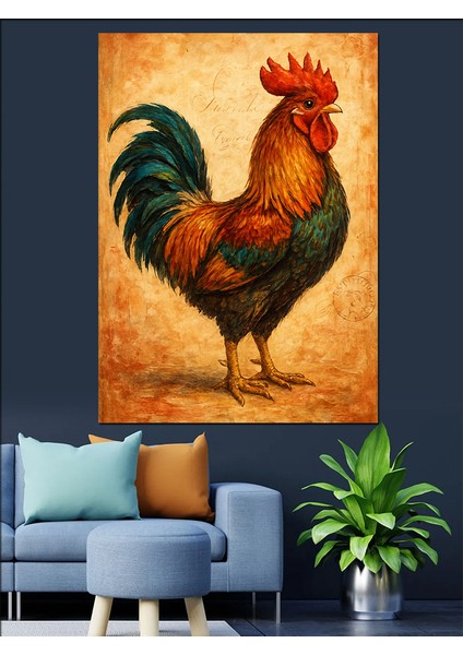 Horoz Canlı Renkler Portresi Dekoratif Kanvas - Mdf Ahşap Tablo fiyatları