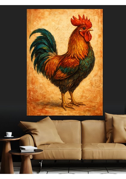 Horoz Canlı Renkler Portresi Dekoratif Kanvas - Mdf Ahşap Tablo modelleri