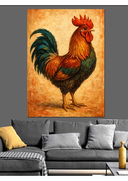 Horoz Canlı Renkler Portresi Dekoratif Kanvas - Mdf Ahşap Tablo indirimleri