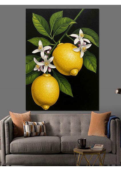 Limon Ağacı Beyaz Çiçekler Dekoratif Kanvas - Mdf Ahşap Tablo fiyatları