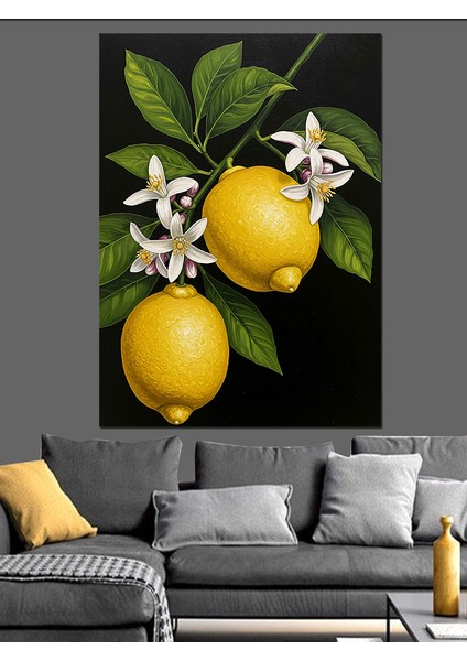 Limon Ağacı Beyaz Çiçekler Dekoratif Kanvas - Mdf Ahşap Tablo modelleri