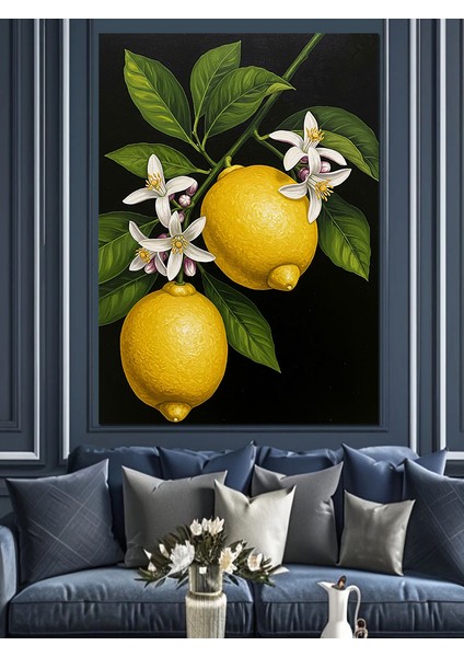 Limon Ağacı Beyaz Çiçekler Dekoratif Kanvas - Mdf Ahşap Tablo fırsatları