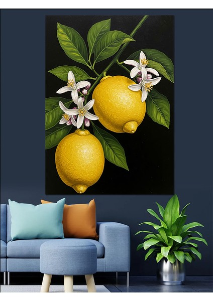 Limon Ağacı Beyaz Çiçekler Dekoratif Kanvas - Mdf Ahşap Tablo indirimleri