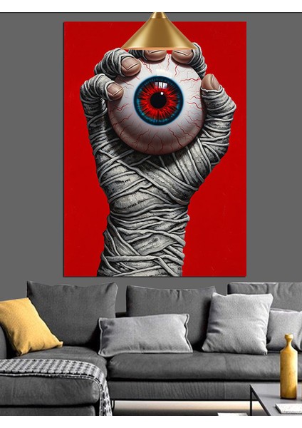 Kırmızı Gözlü El Çizimi Dekoratif Kanvas - Mdf Ahşap Tablo modelleri