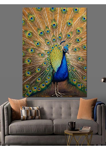 Mavi Tavus Kuşu Tüyleri Detay Dekoratif Kanvas - Mdf Ahşap Tablo fırsatları