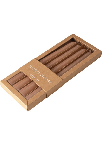 4lü Şamdan Mum Bej 25CM