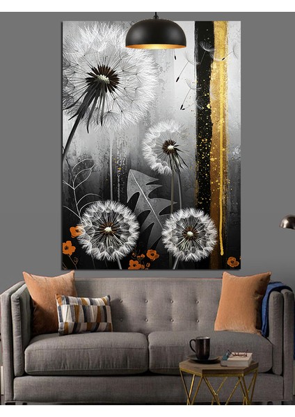 Karahindiba Tüy Soyut Sanat Dekoratif Kanvas - Mdf Ahşap Tablo