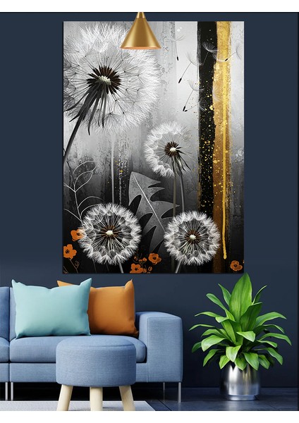 Karahindiba Tüy Soyut Sanat Dekoratif Kanvas - Mdf Ahşap Tablo fiyatları