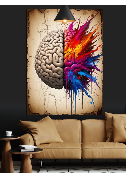 Beyin Zıt Renkler Soyutlama Dekoratif Kanvas - Mdf Ahşap Tablo fiyatları