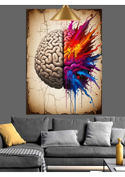 Beyin Zıt Renkler Soyutlama Dekoratif Kanvas - Mdf Ahşap Tablo modelleri