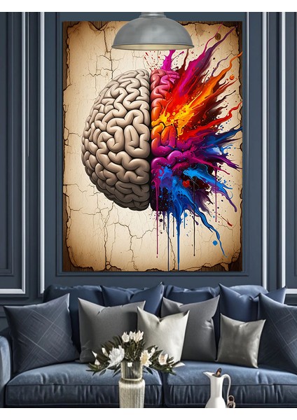 Beyin Zıt Renkler Soyutlama Dekoratif Kanvas - Mdf Ahşap Tablo fırsatları